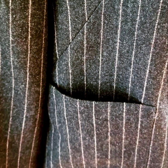 Vintage 100% Wool Blazer Jacket sz 16 Pinstripe Pockets Asphalt Gray - Picture 8 of 17